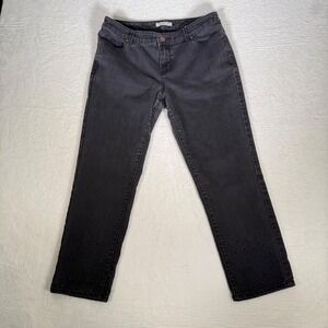 Coldwater Creek‎ Natural Fit Black Straight Leg Embroidered Hem Jeans P10 60033